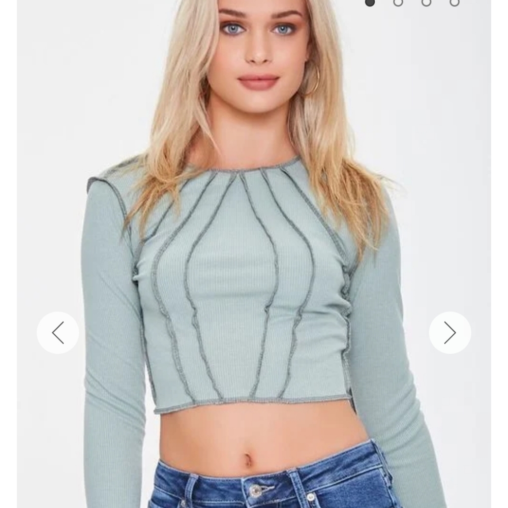 Ribbed inverted-seam crop top
